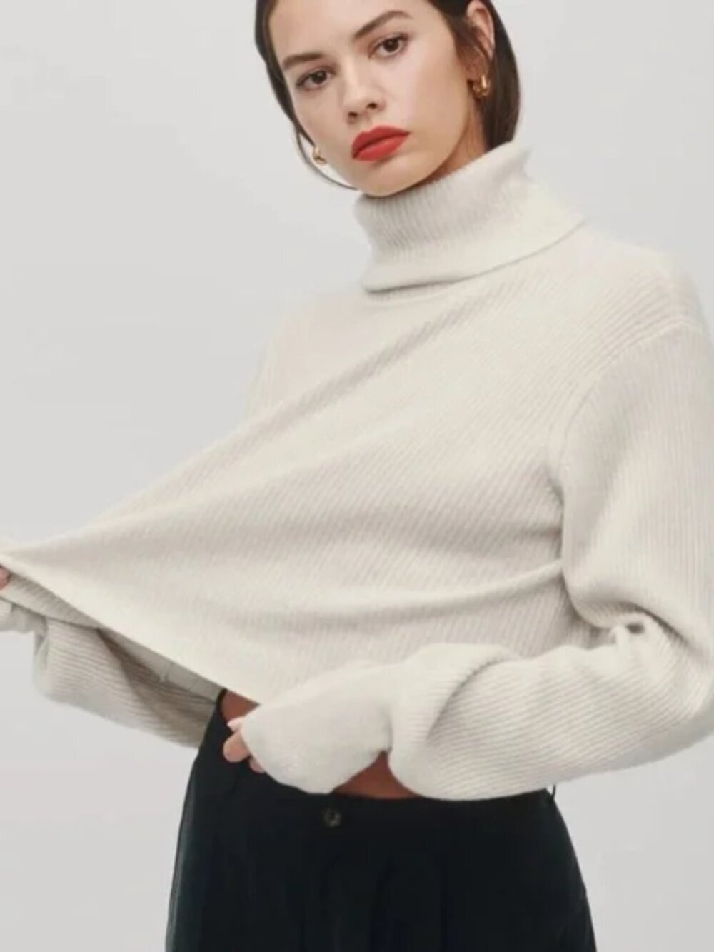 Reformation Luisa Cropped Cashmere Sweater In Gossamer XS $225 - Picture 4 of 13